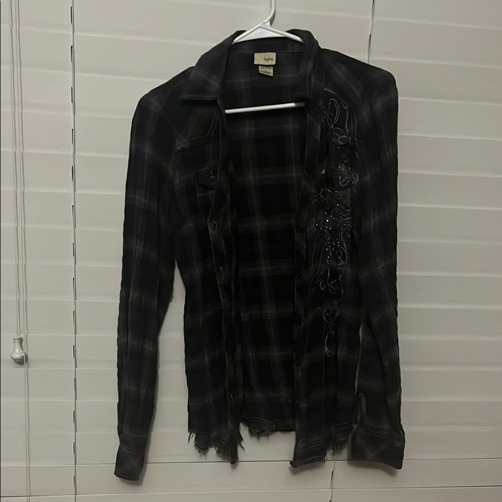 Daytrip Black and Gray Plaid Shirt
